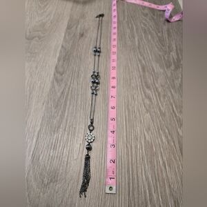 Lia Sophia Elegant Silver and Black Tassel Necklace